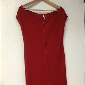Midi length red dress